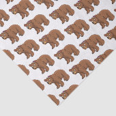 Papier Mousseline Ours mignon avec dessin animé sur les fleurs (Détail)