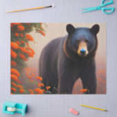 Papier Mousseline Ours noir en fleurs orange (Artisanat)