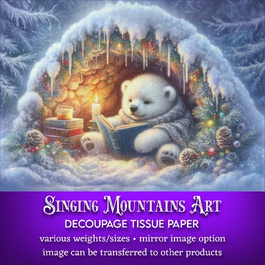 Papier Mousseline Ours polaire lunaire Livre d'hiver Lecture Découpa