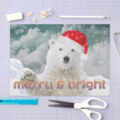 Papier Mousseline Ours polaire père Noël | Papier papier papier papi (Artisanat)