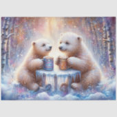 Papier Mousseline Ours Polaires D'Hiver Cosy Avec Découpage De cacao (Recto)