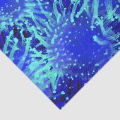 Papier Mousseline Oursin tropical rougeoyant de bleu vibrant (Détail)