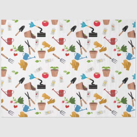 Papier Mousseline Outils de jardinage Plante jardinier Motif (Recto)