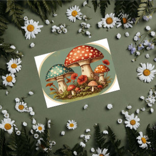 Papier Mousseline Ovale de découpage de champignons vintages