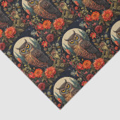 Papier Mousseline Owl at Night with a Full Moon Pattern (Détail)