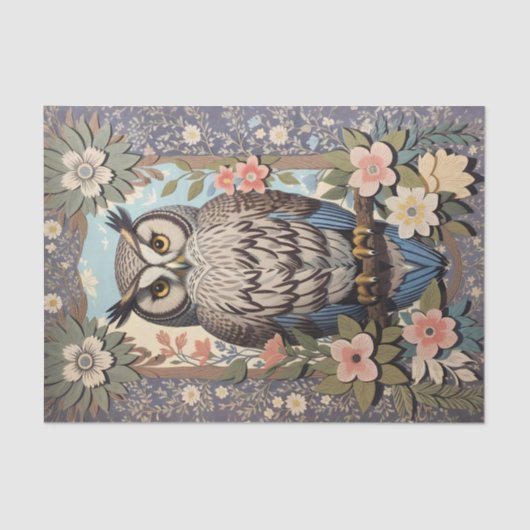 Papier Mousseline Owl Pastel Floral William Morris Inspiré (Recto)