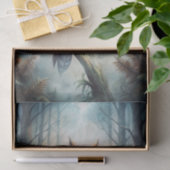 Papier Mousseline Owl Sitting on a Large Branch in the Misty Forest (Cadeau)