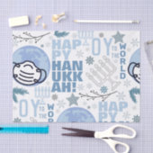 Papier Mousseline Oy To The World Funny Mask Hanoukka Blue Menorah (Artisanat)