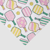 Papier Mousseline Pagaies Pickleball Rose et Jaune (Détail)