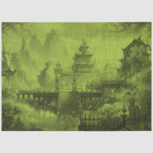 Papier Mousseline Pagode asiatique Livre vert