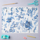 Papier Mousseline Pagode bleue et blanche Chinoiserie (Artisanat)
