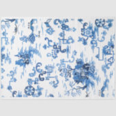 Papier Mousseline Pagode bleue et blanche Chinoiserie (Recto)