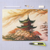 Papier Mousseline Pagode sur les rochers Papier Tissu (Artisanat)