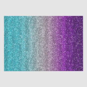 Papier Mousseline Pailleté dégradé bleu, gris et violet