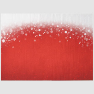 Papier Mousseline Pailleté Rouge Élégant Flocons de Neige Noël