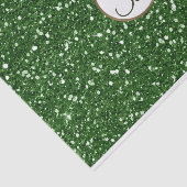 Papier Mousseline Pailleté Vert Brillant Glam Monogramme Initial Per (Détail)