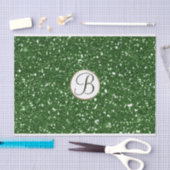 Papier Mousseline Pailleté Vert Brillant Glam Monogramme Initial Per (Artisanat)
