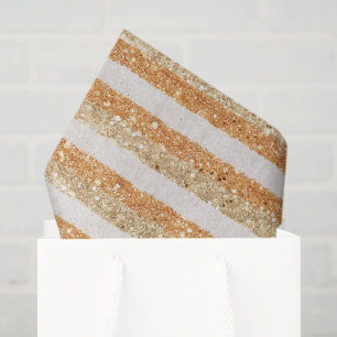 Papier Mousseline Paillettes de crème orange doré Rayures Étincelle