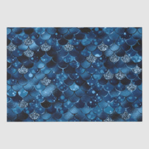 Papier Mousseline Paillettes de sirène en bleu royal élégant