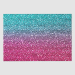 Papier Mousseline Paillettes dégradé bleu étincelant et rose foncé