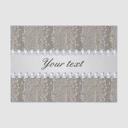 Papier Mousseline Paillettes et diamants argentés de Faux (Recto)