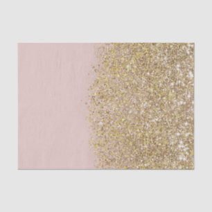 Papier Mousseline Paillettes Rose et Or Moderne Tendance Glamour Chi