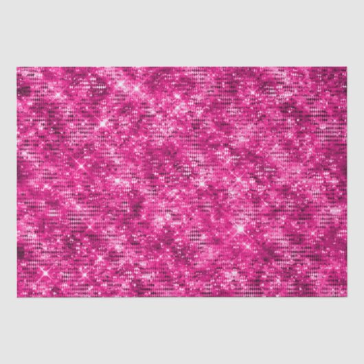 Papier Mousseline Paillettes Rose Magenta Brillantes Élégantes (Recto)