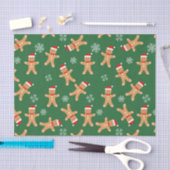 Papier Mousseline Pain d'épice de Noël mignon Hommes sur vert (Artisanat)