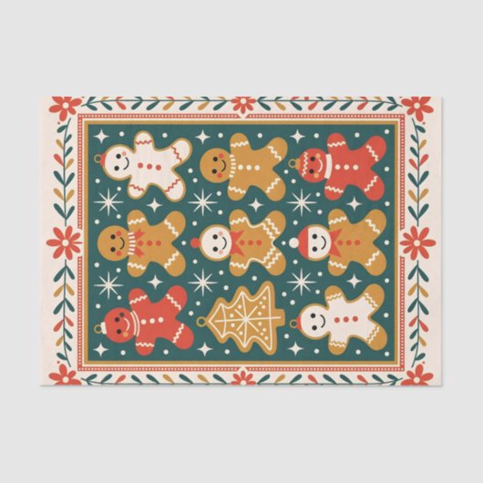 Papier Mousseline Pain d'épice enchanté Noël Cookie et arbre (Recto)