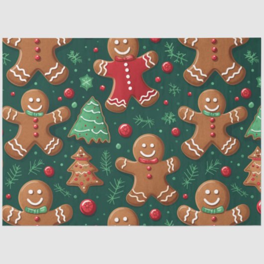 Papier Mousseline Pain d'épice Hommes & Arbre de Noël Cookie Noël (Recto)