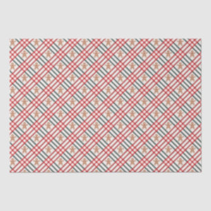 Papier Mousseline Pain d'épices de Noël Plaid Rouge Vert