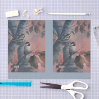 Papier Mousseline Painted Chickadees DBL