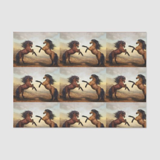 Papier Mousseline paire de chevaux sauvages (Recto)