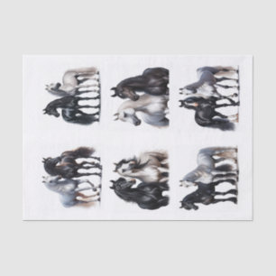 Papier Mousseline Pairs de cheval noir et blanc