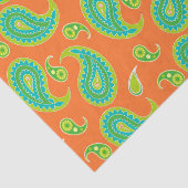 Papier Mousseline Paisley bleu-vert sur l'orange lumineuse (Détail)