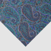 Papier Mousseline Paisley Blue Indian Boho Motif (Détail)