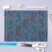 Papier Mousseline Paisley Blue Indian Boho Motif (Artisanat)