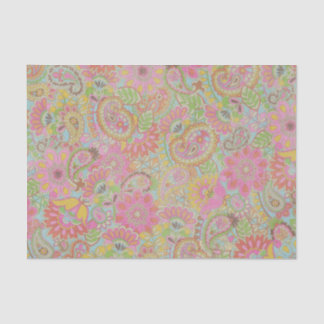 Papier Mousseline Paisley colorée Fleurs botaniques florales