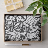 Papier Mousseline Paisley floral noir (Cadeau)