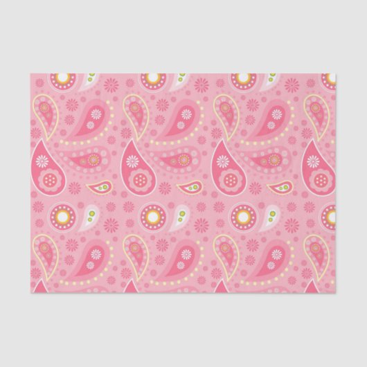 Papier Mousseline Paisley franchement rose (Recto)