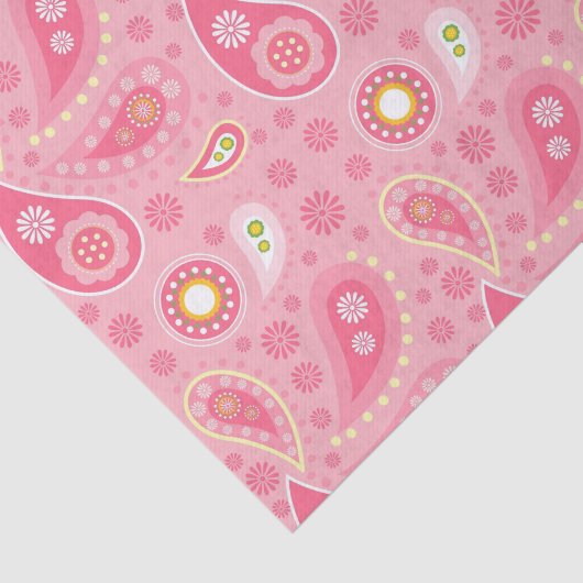 Papier Mousseline Paisley franchement rose (Détail)