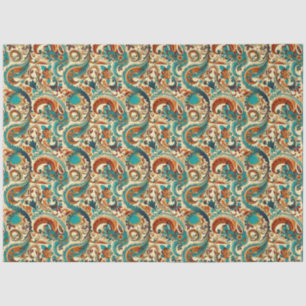 Papier Mousseline Paisley Golden Flower Abstrait Motif 5