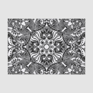 Papier Mousseline Paisley noir et blanc