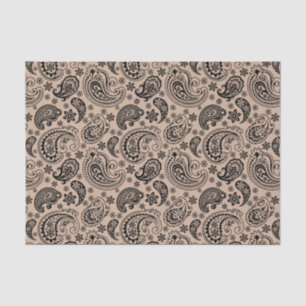 Papier Mousseline Paisley Vintage Noir sur Arrière - plan Tan