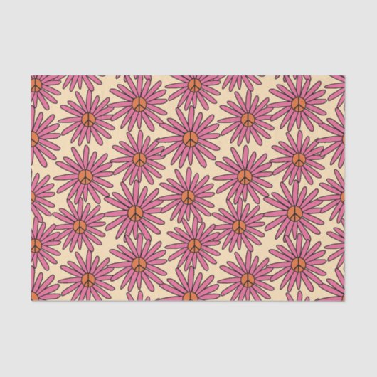 Papier Mousseline Paix Connexion Fleur Retro Découpage (Recto)