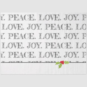 Papier Mousseline PAIX DE Vacances. AMOUR. JOIE. Noël Holly Festive