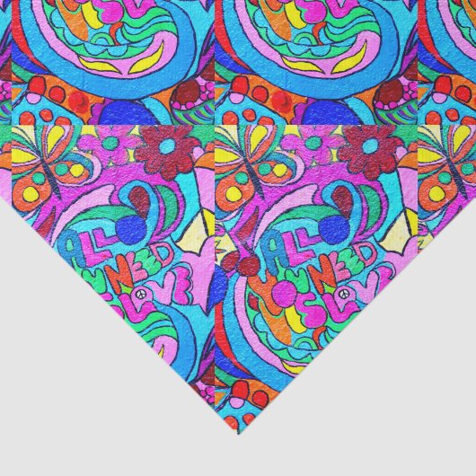 Papier Mousseline paix super et amour (Détail)