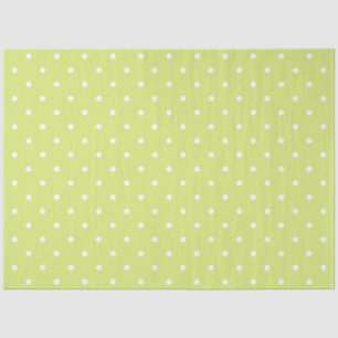PAPIER MOUSSELINE PALE LIME VERT AVEC POIS BLANCS