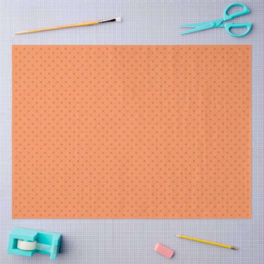 Papier Mousseline Pale Orange With Orange Polka Dots (Artisanat)