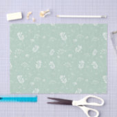Papier Mousseline Pale Vert Fleurs Feuille Motif Nature Découpage (Artisanat)